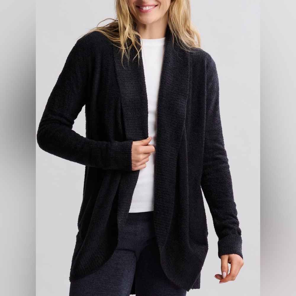 NWT Barefoot Dreams CozyChic Lite Circle Cardigan. Womens Size XS. Black